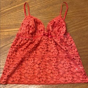 Sheer red lingerie sleep top